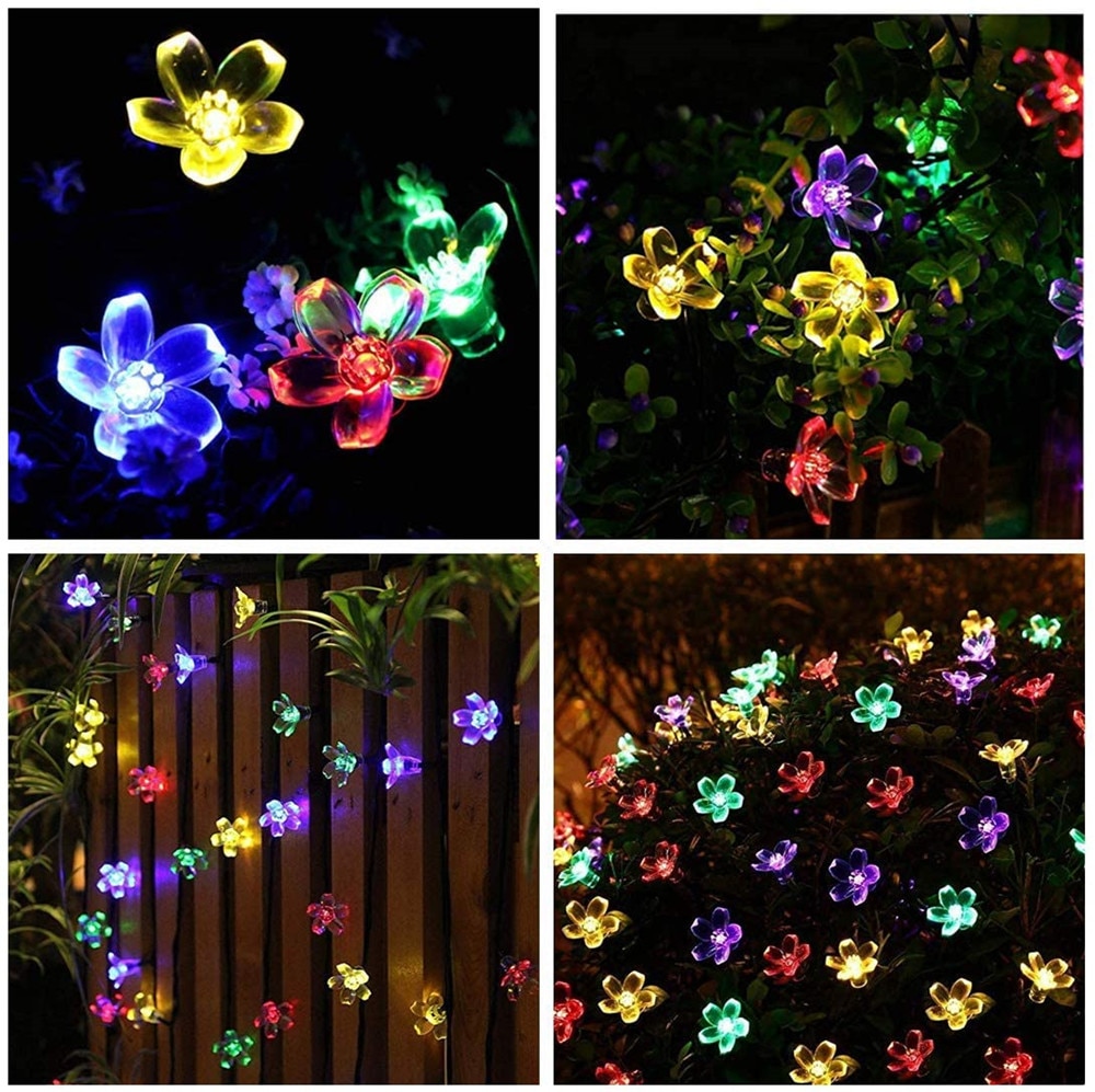 Christmas Decorations String Lights Waterproof 10/20/30leds Cherry Blossoms Peach Flower Fairy Garland for Tree Garden Fence