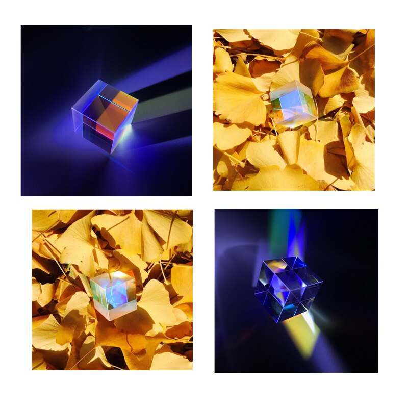 Optical Glass Cube 18mm Color Prism Dichroic X-Cube 6sides DIY Light Cube Prism Photography Accessories Beam Combiner