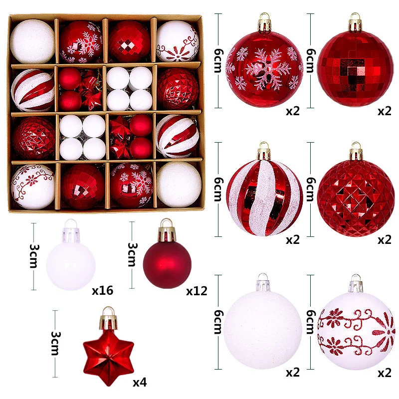 Christmas Tree Decoration 42PCS 6CM Balls Ornaments Set For Xmas Hanging Home Supplies Christmas Year Party: Chocolate
