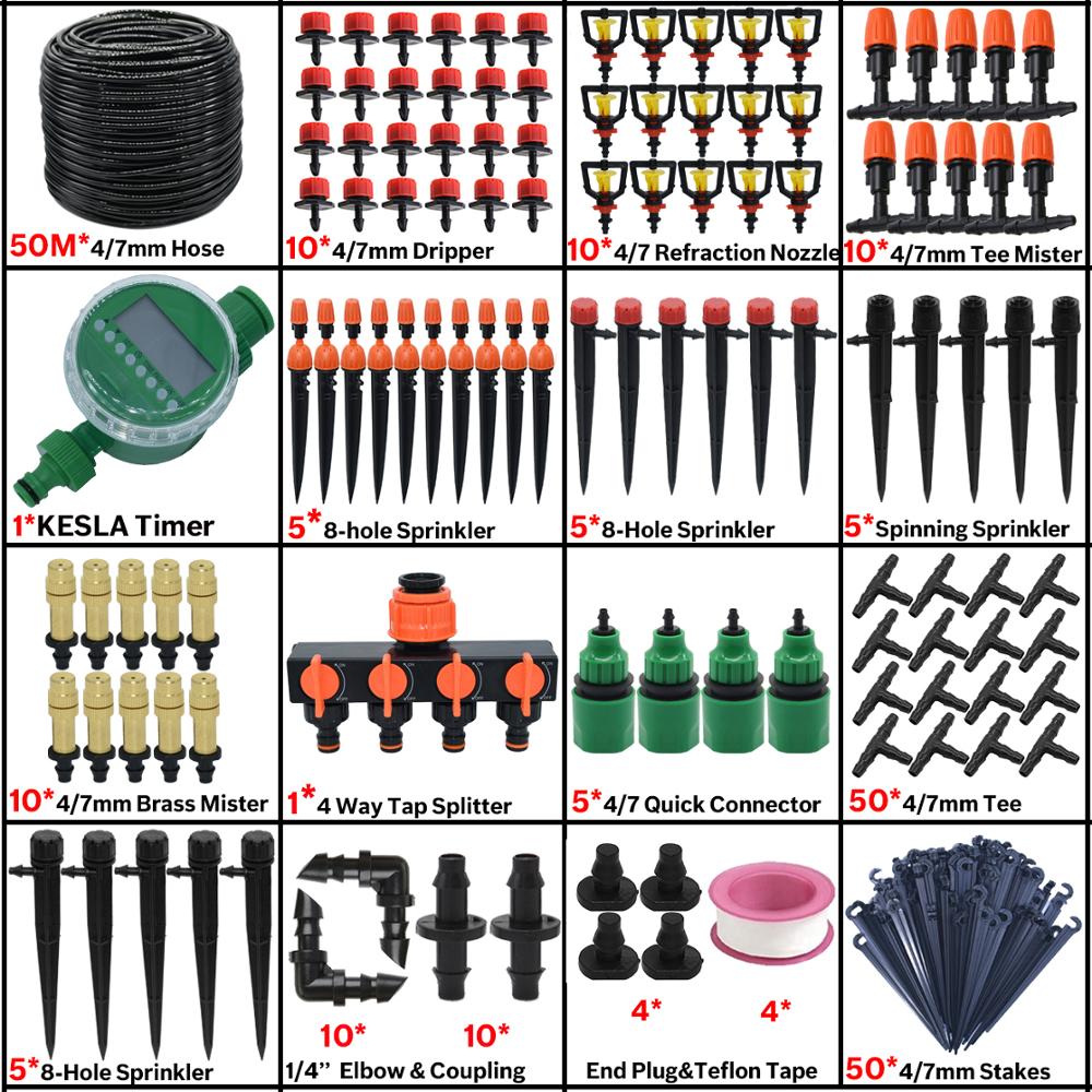 5-50M Garden Automatic Watering System Timer Control Drip Irrigation Water Dripper Mist Nozzle Sprinkler Watering Kit Greenhouse