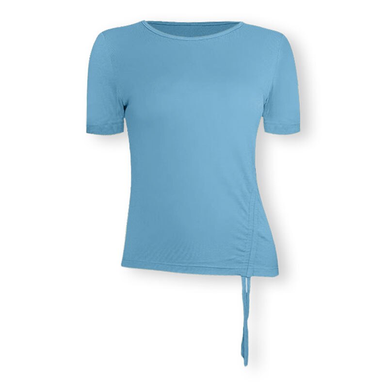 Sportliches crop-top für damen, nahtloses yoga-shirt, hochelastisch, atmungsaktiv, kurzarm, damen-sportbekleidung: Blau / L