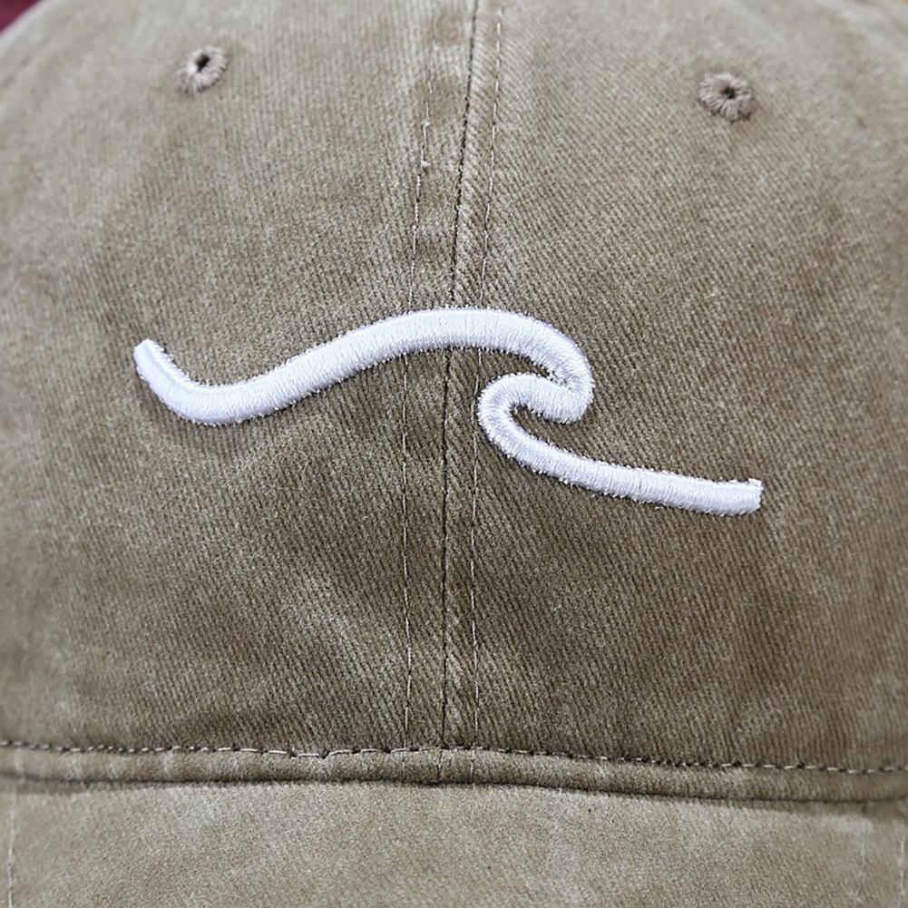 Gorra de béisbol con bordado de ola de mar lavada, gorro de béisbol con bordado de ola de mar ajustable, duradero, Unisex