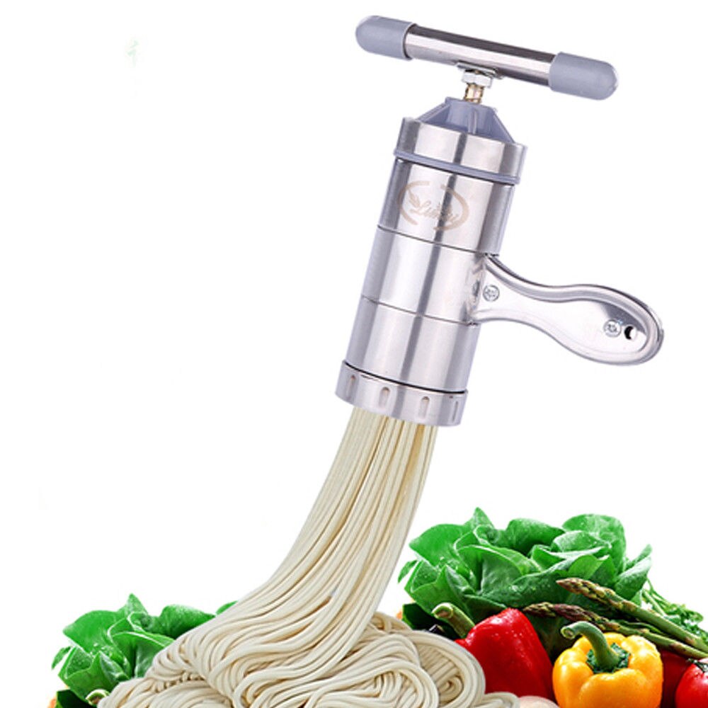 5- moodi ruostumattomasta teräksestä valmistettu pasta-nuudelikone, käsintehty nuudelipuristin spagettikone para hacer nuudelit hedelmäpuristin