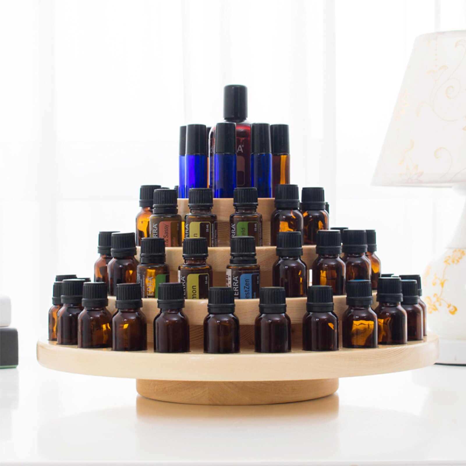 5.9inch Wood Essential Oils Display Stand Rotatable Light And Compact Oil Bottle Storage Organizer Excellent