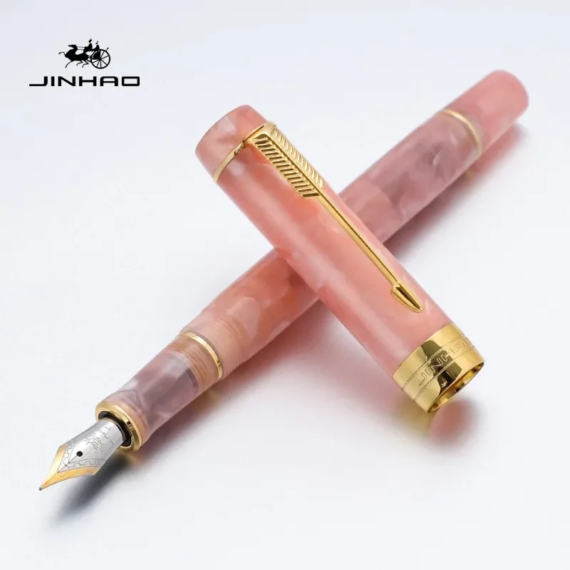 JINHAO 100 Mini Wooden / Resin Fountain Pen Centennial Golden Clip Fine Nib Writing Ink Pen School Office Supplies Stationery: WHITE / MF
