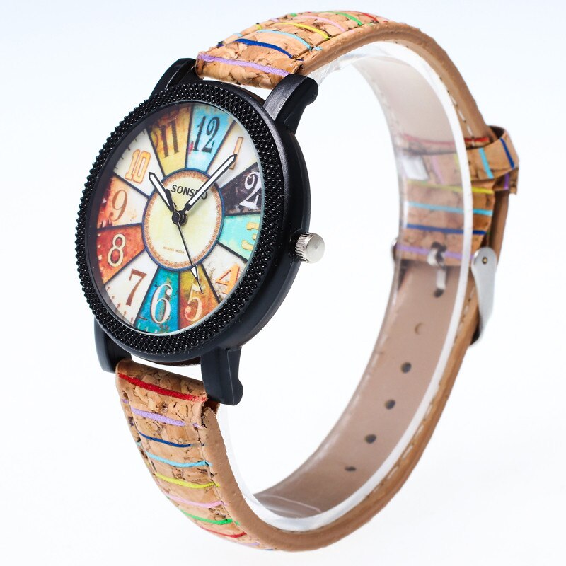 Harajuku Frauen Armbinde Uhr Graffiti aufbringen Lederband Analog Quarz Mode Handgelenk Uhren lässig Frauen Uhren Uhr