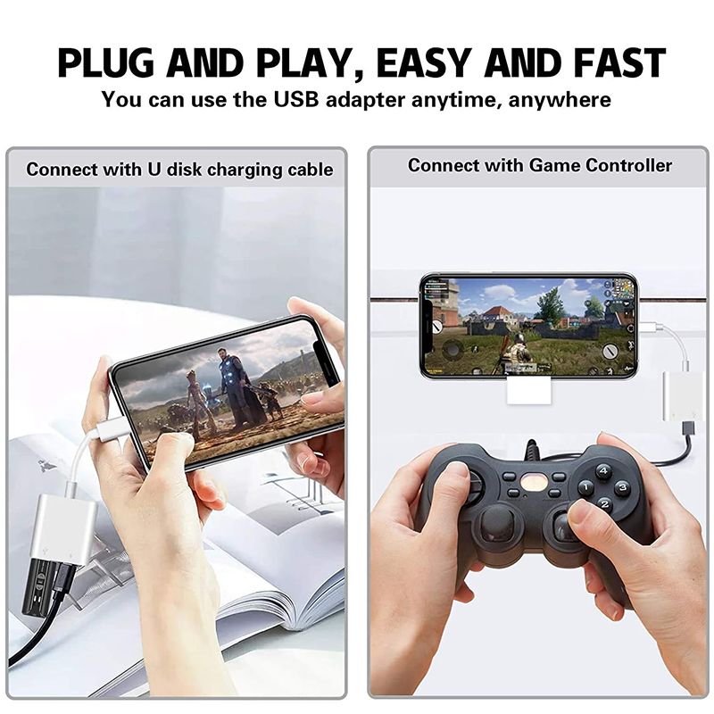 Adapter OTG Lightning na USB 3.0 Adapter USB typu C do iPhone'a 14 13 12 11 Pro Max X XS Rozdzielacz USB C Konwerter danych Ekspander
