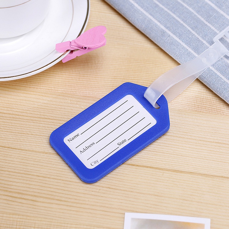 travel accessories Plastic Luggage Tag Travel Suitcase Travel Bag Boarding Tag Label Name ID Tags candy color: blue