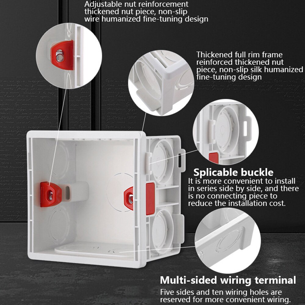 Mount Back Box Switch Socket Box 50mm Depth Wall Switch 86 Type Wall Socket Cassette Light Switch EU Standard Internal Mount