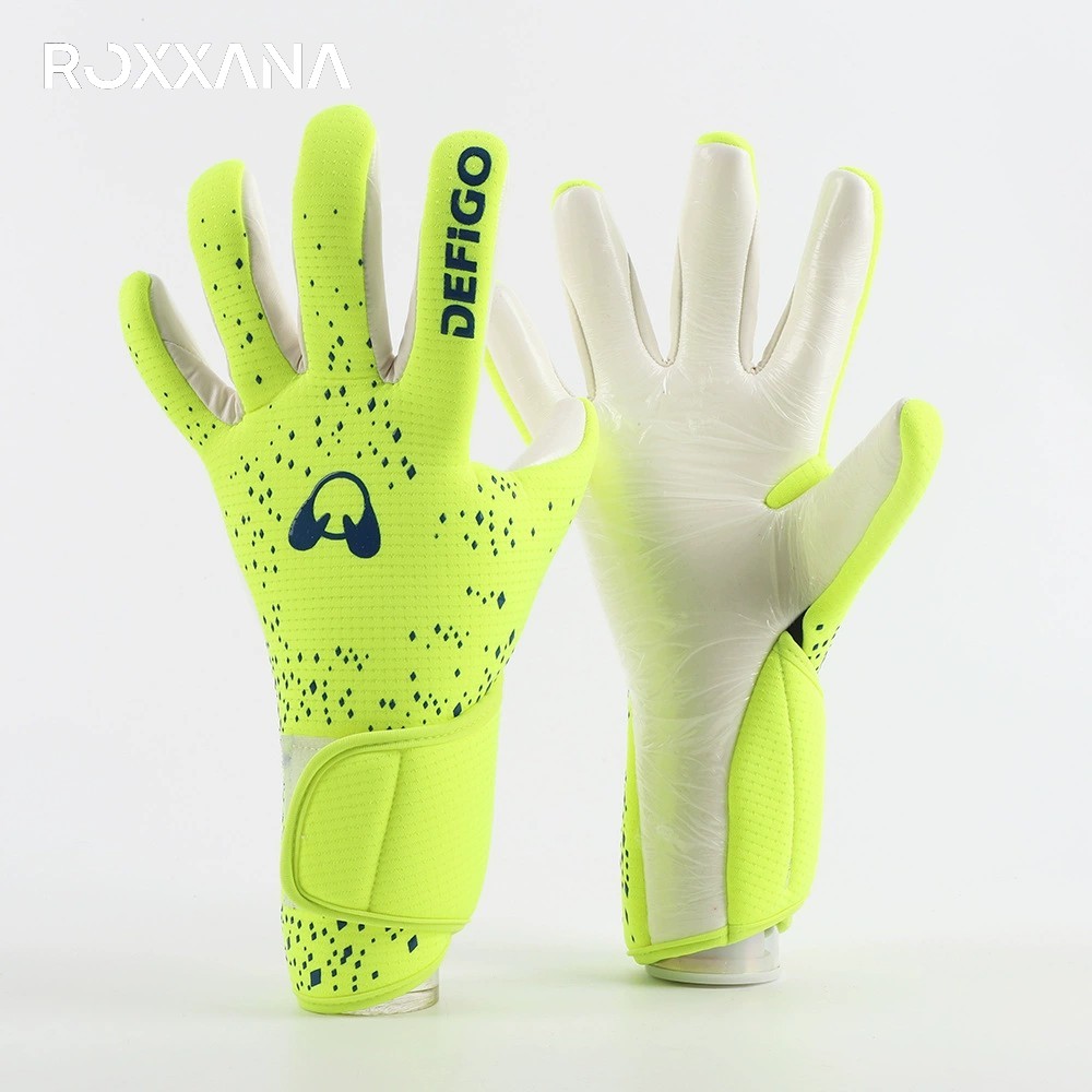 Professionelle Torwarthandschuhe, rutschfeste Latex-Fußballhandschuhe, für Männer, Frauen, Jugendliche, freundlicher, schützendes Spieltraining, Fußballausrügestochen: Grün / S
