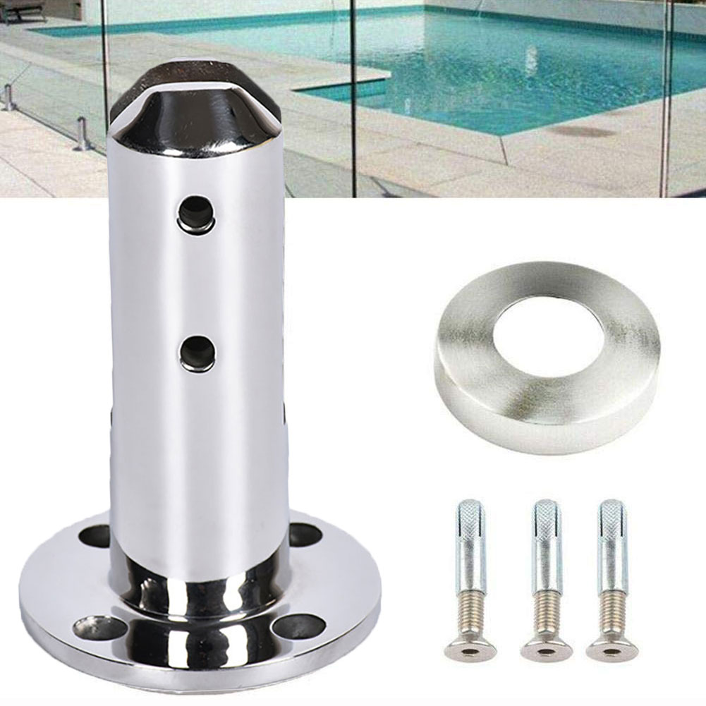 Glass Clamp Stainless Steel Pool Fence Round Bracket Support Shelf Holder For Glass / Wood Shelves Glass Clamps
