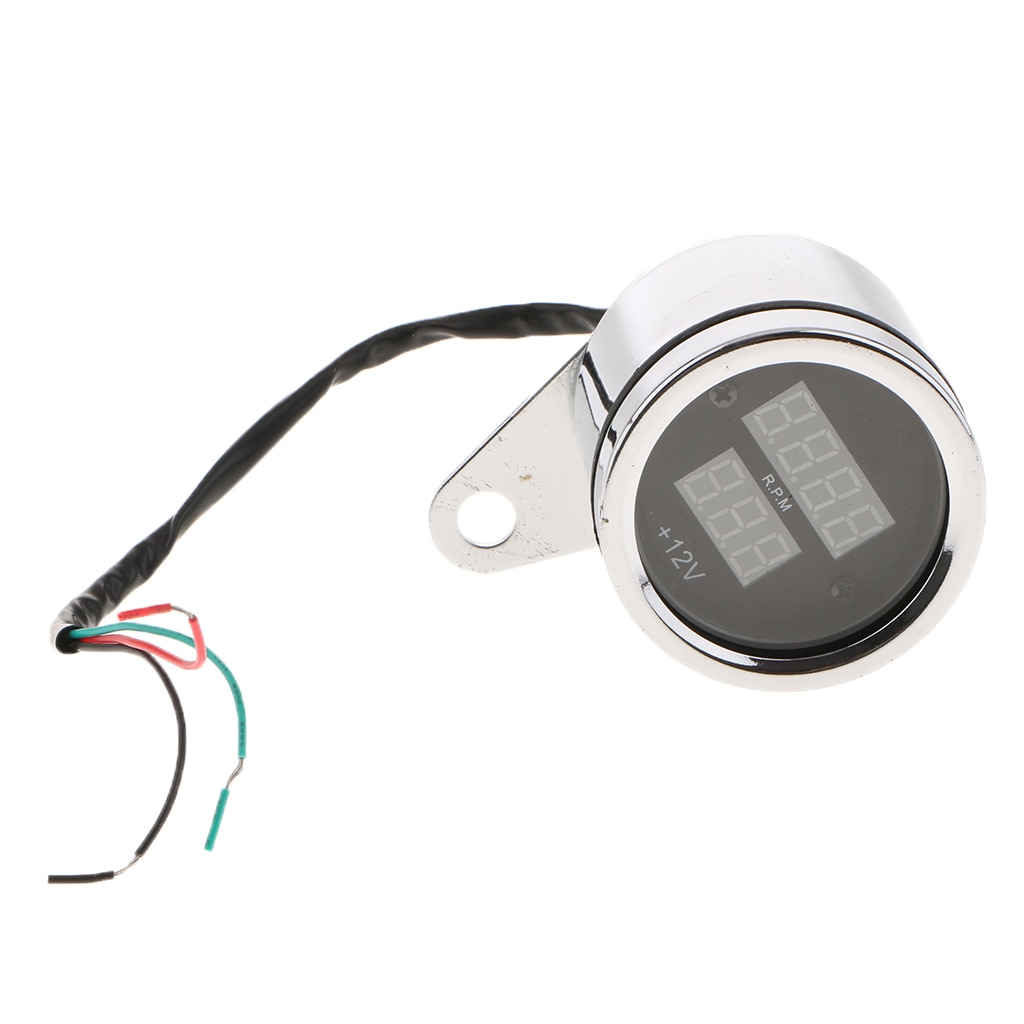DC12V Waterproof 62mm LED Digital RPM Tachometer Voltmeter Gauge