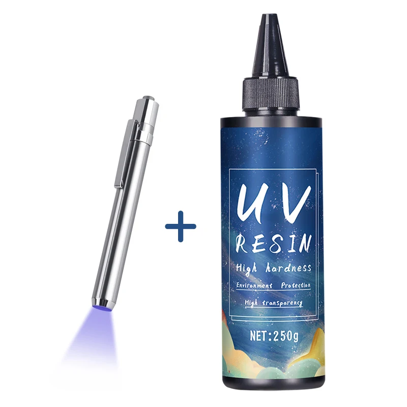 Pegamento de resina UV para joyería DIY, resina epoxi y lámpara UV Alta transparencia Secado rápido Alta dureza, 20 g, 50 g, 100 g, 250 g, 1000 g: Plata