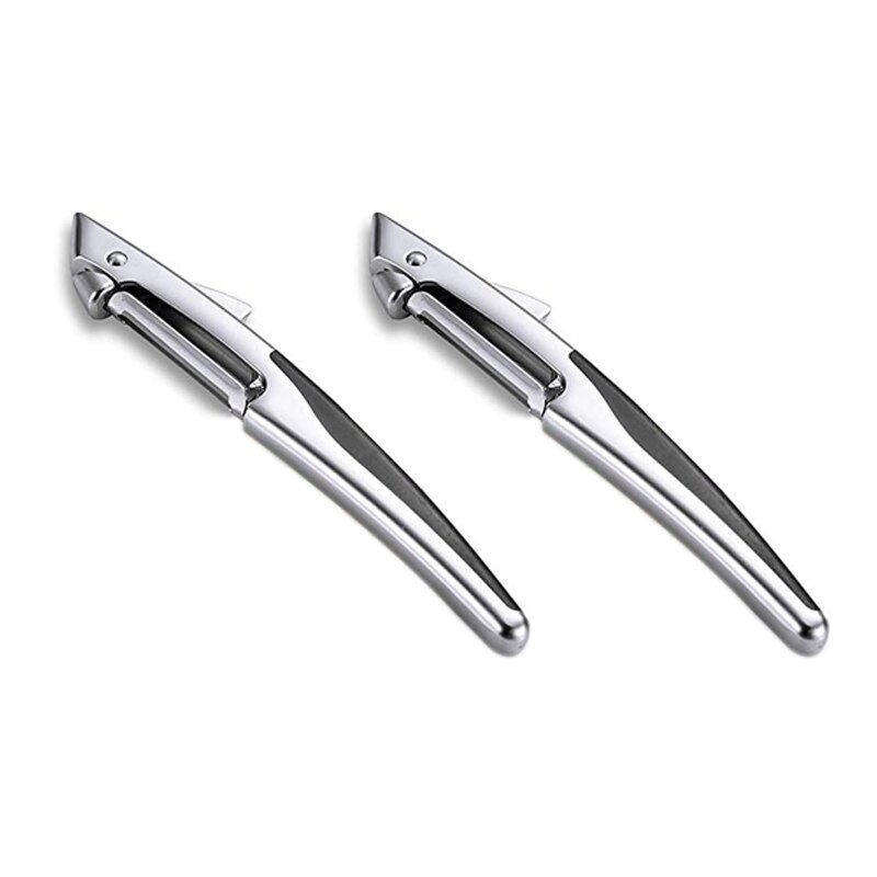 2PCS Vegetable Peeler Shark Peeler for Kitchen Carrot and Potato Peeler with Rotating Straight Stainless Steel Slicer: Default Title