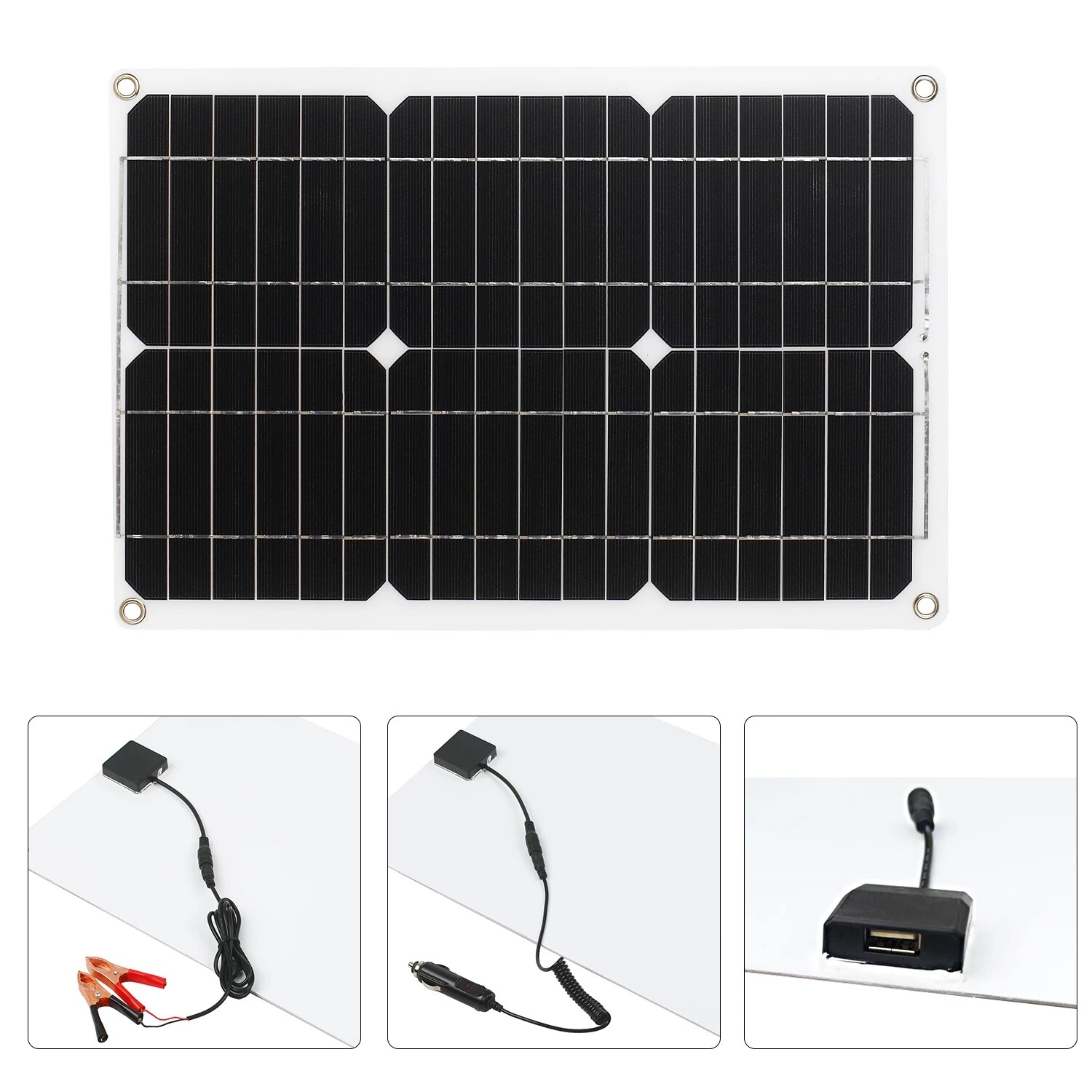 12V Protable Solar Panel Charger Set 180W 1/2 USB Port with 20A LCD Display Solar Charge Controller Emergency Generator