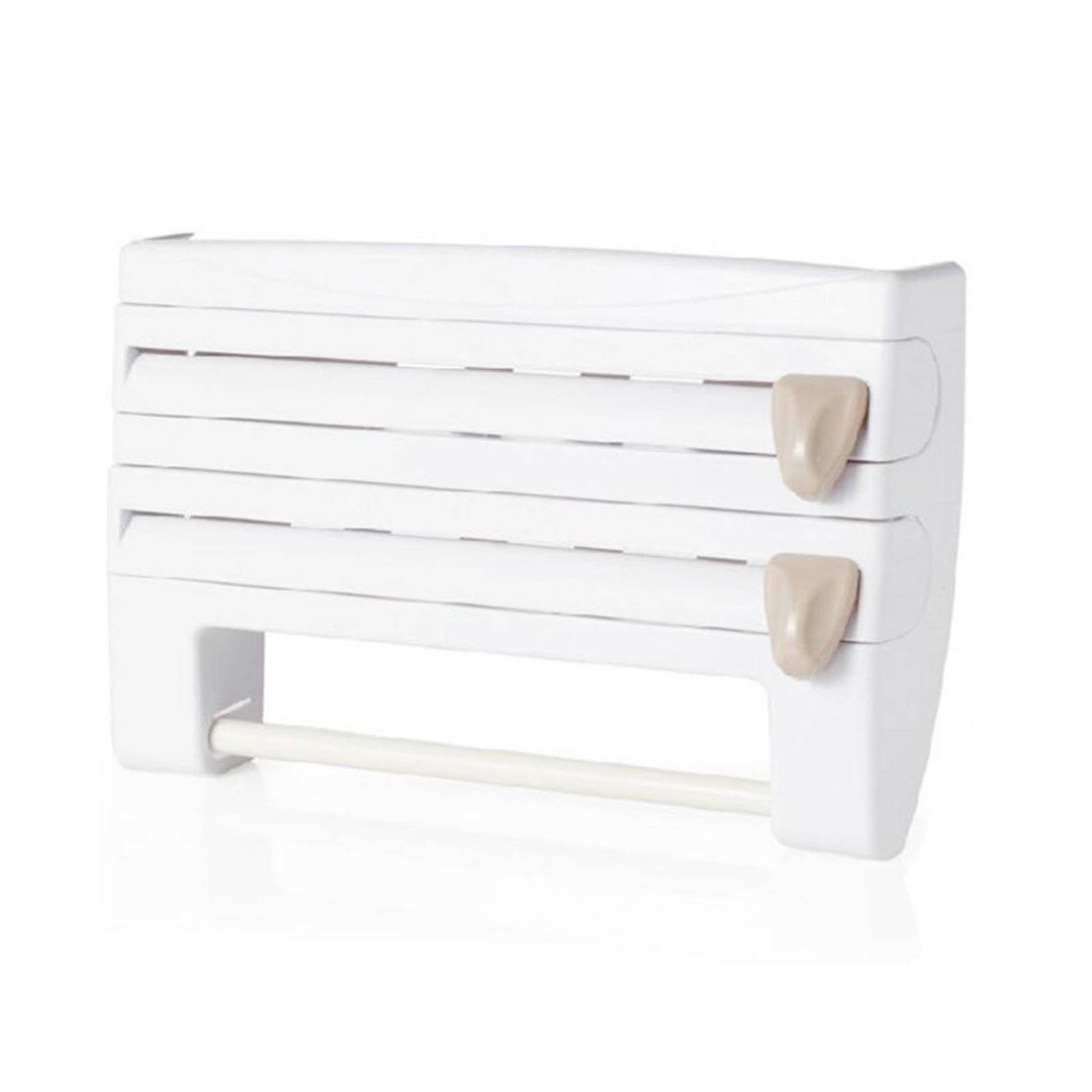 Wielofunkcyjna kuchnia folia plastikowa Organizer ścienny ręcznik papierowy stojak folia aluminiowa dozownik przechowywanie w domu narzędzie organizacyjne: White