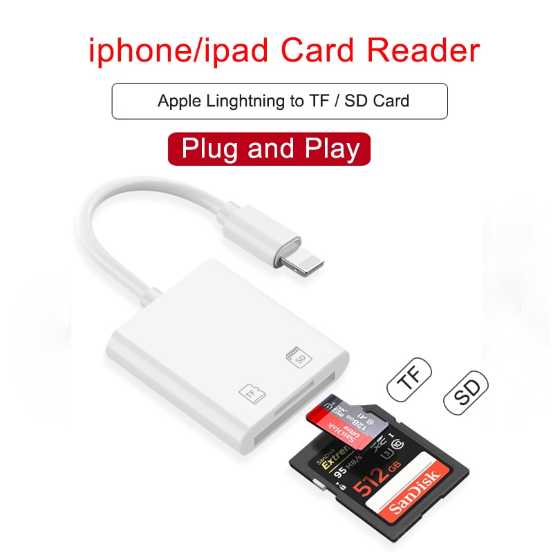Multi Card Reader of Lightning For SD TF Memory Card Readers Support IOS13 OTG Adapter Cable For iPhone 6/7/8/X/XR/11
