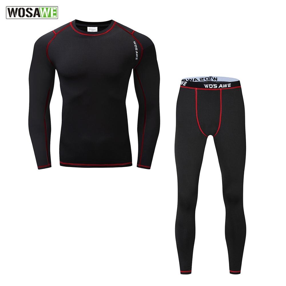Wosawe vinter sykkel motorsykler sett termisk fleece kompresjon baselag under slitasje sport sykkel menns sykkel klær kommode: Xl / Rød