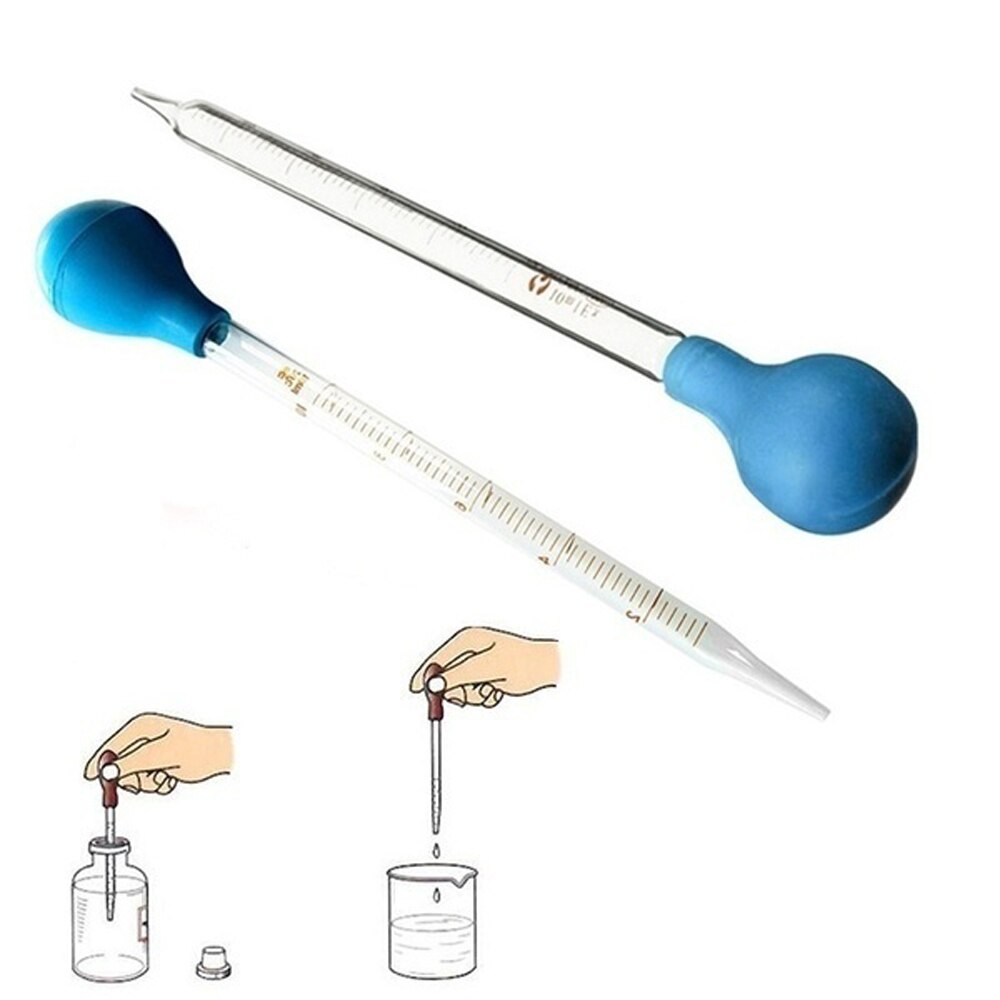 5Pcs 0.5/1/2/3/5/10ml Glass Scale Line Dropper Pipette Lab Dropper Dropping Pipet Blue Rubber Head Pipettors Laboratory Supplies