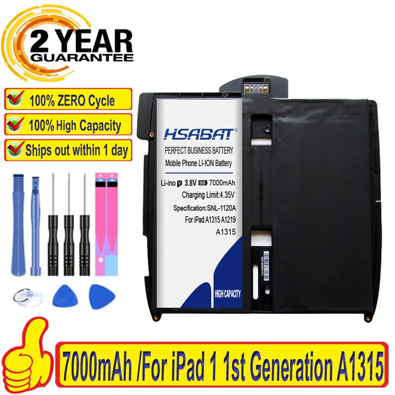 100% Original HSABAT 7000mAh Battery For iPad 1 1st Generation A1315 A1219 A1337 616-0448 616-0478 969TA028H