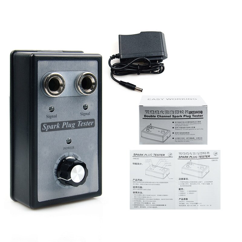 Car Spark Plug Tester IgnitionTesters Automotive Diagnostic Tool Double Hole Analyzer for 12V Gasoline Vehicles Petrol Car