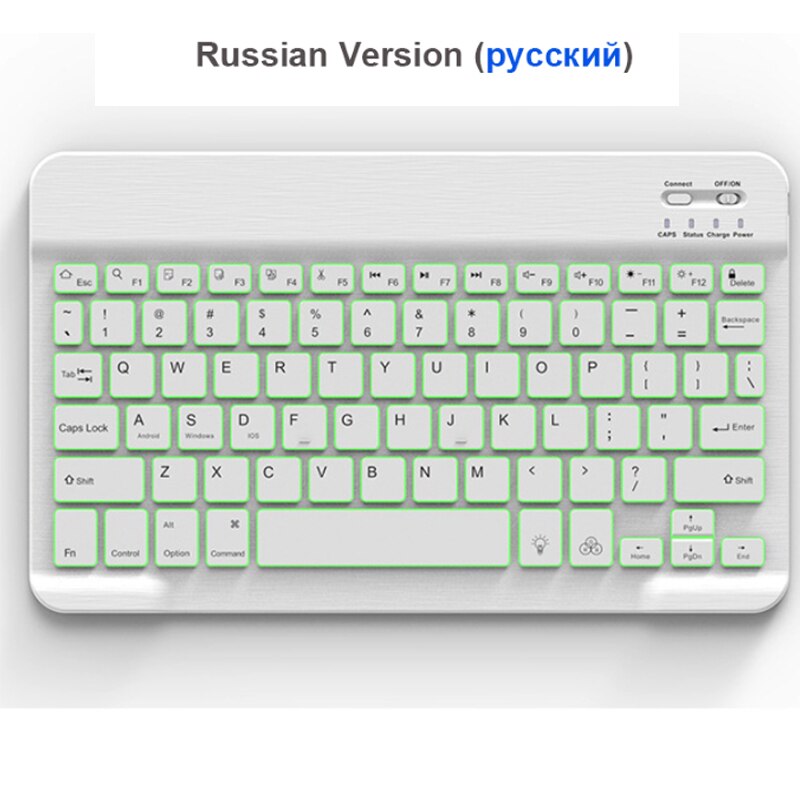 SeenDa Bluetooth Mini Klaviatur Spielen Bluetooth Tablette Tastatur Bluetooth Tastatur und Maus für Android-praktisch: Russisch Weiß