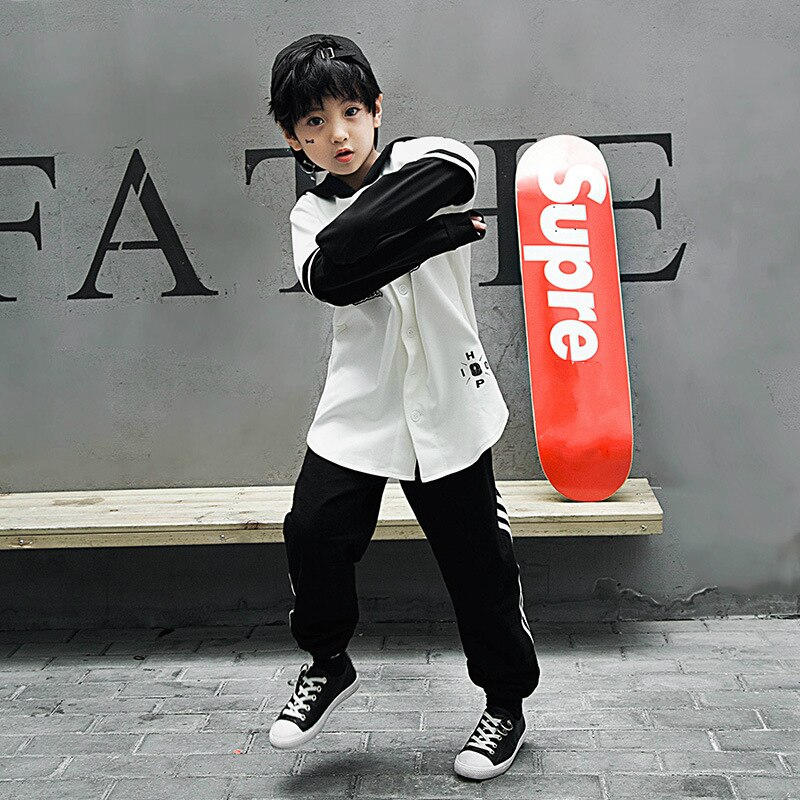 Manteau à capuche style Hip Hop pour garçons et filles, veste bombardier avec lettres, vêtements de danse de rue, Costumes de Sport pour enfants, vêtements d&#39;extérieur
