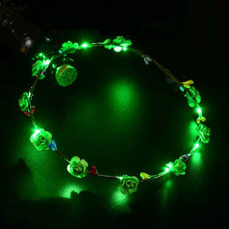 Kvinnor flickor blinkande led blomkrans lyser upp pannband hår girland glöd neon fest bröllop födelsedag jul jul