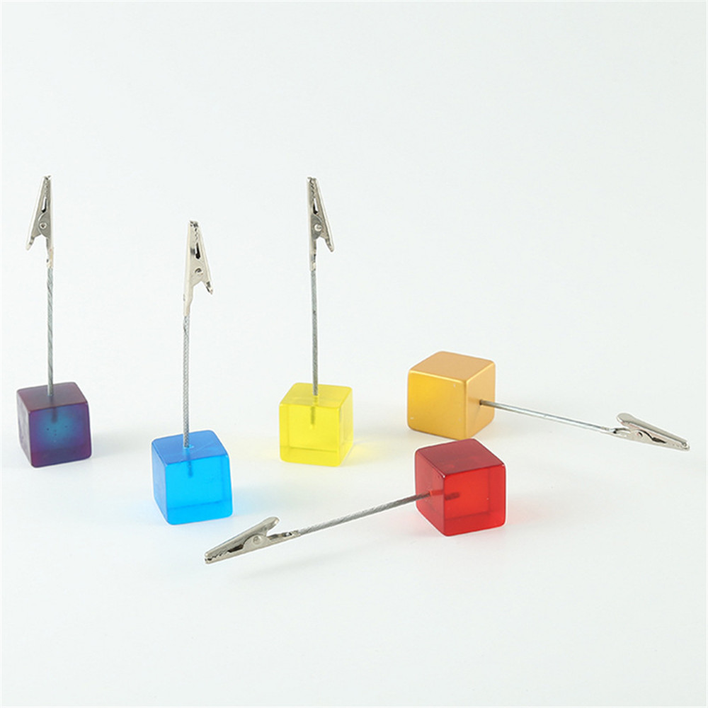 20 Pieces Cube Base Memo Clip Holder with Alligator Clip Wood Base Table Number Holder Cube Base Pla | NL