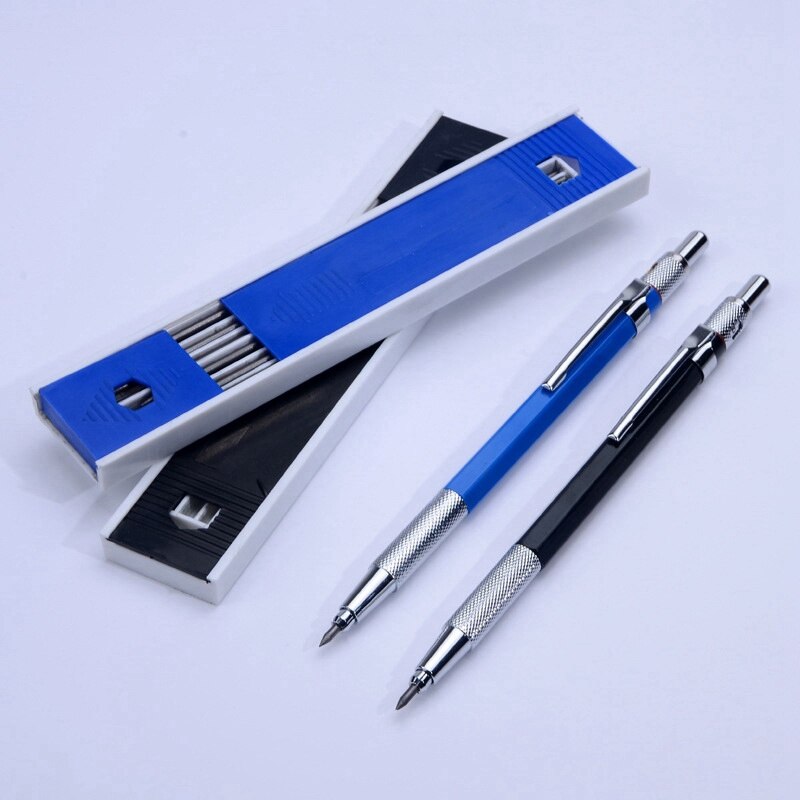 2.0mm Mechanical Pencil Lead Pencil for Draft Drawing Carpenter Crafting Art Sketching with 12 Pcs Refill