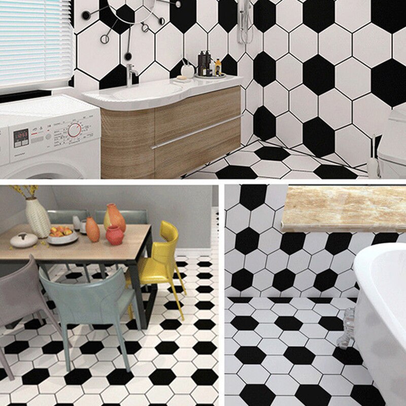 60*100cm Floor Stickers Self-adhesive Bathroom Floor Stickers Kitchen Waterproof Non-slip Thick Tile Stickers Decorative