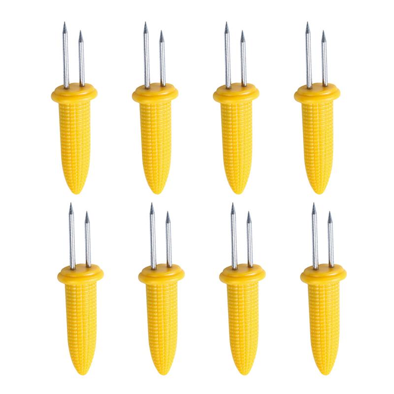 12pcs Corn Forks Corn On Cob Skewers Stainless Steel Food Forks Sweetcorn BBQ Fork Kitchen Tool Fruit Holder Barbecue Supplies: 8pcs