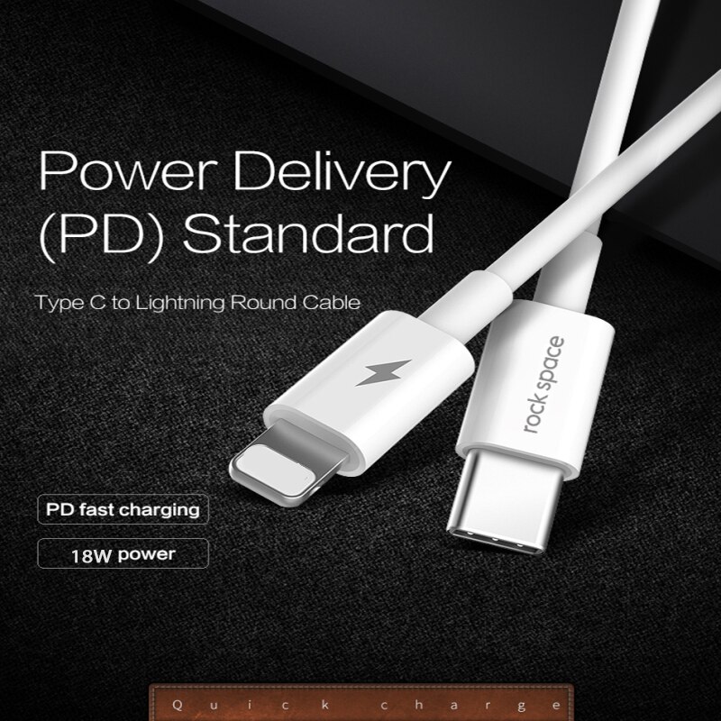 Rock pd tipo c para iluminação, cabo de carregamento rápido 18w para iphone x 8 plus macbook pd carregador sincronização cabo de dados usb c USB-C