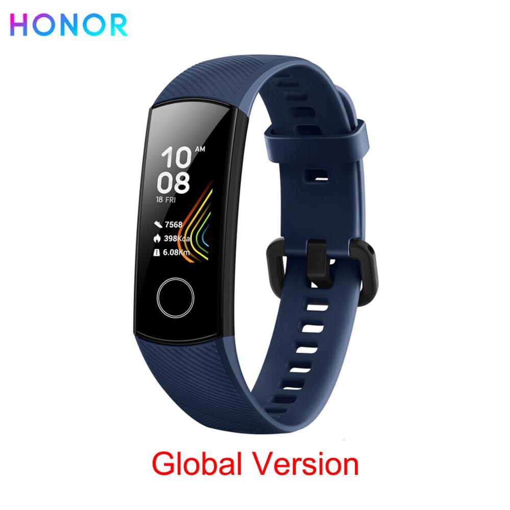 Honor band 5 slimme armband, wereldwijde versie, waterdichte sportarmband, gezondheid, bloed, zuurstof, fitness, slaaptracker, slimme band: Blauwe wereld