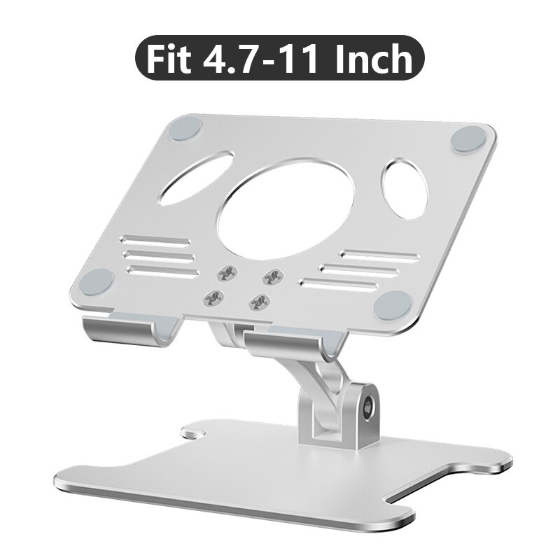 Tablet Stands For iPad Pro Case Adjustable Foldable Height Angle Phone Tablet Holder Desk Accessories Folding Metal Support: Silver 4.7-11 Inch