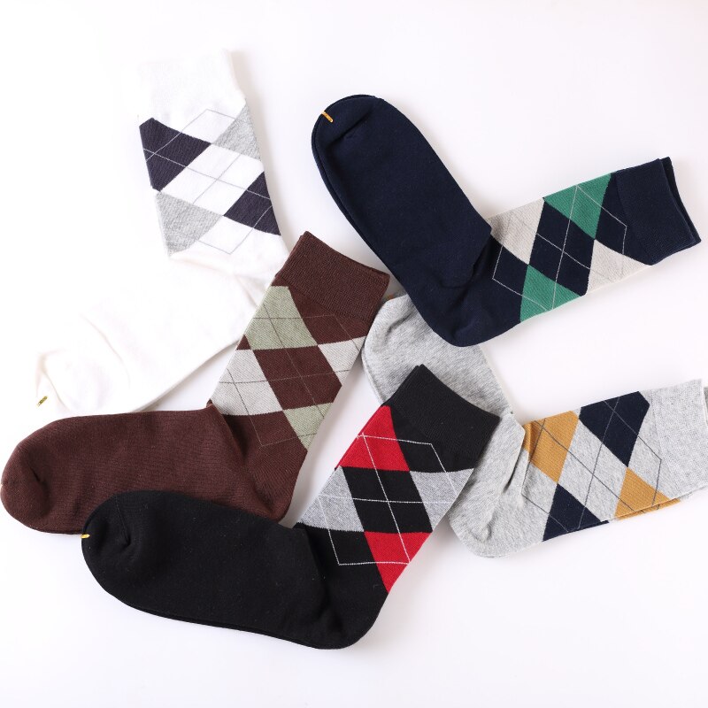 Sokken Casual Mannen Sokken Herfst En Vier Seizoenen Plaid Compressie Retro Zakelijke Banket Jurk Katoenen Sokken Mannen