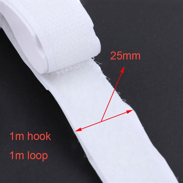 1m Self Adhesive Hook and Loop Tape Velcros Adhesive Sticker Velcros Nylon with Gue Fabric Tape for Sewing 16/20/25/30/50/100mm: 25mm white 1pair