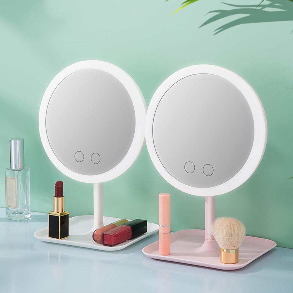 USB Rechargeable LED Adjustable Daylight Cosmetic Makeup Mirror Desktop Lamp Smart Fill Light Beauty Dormitory Make Up Mirror