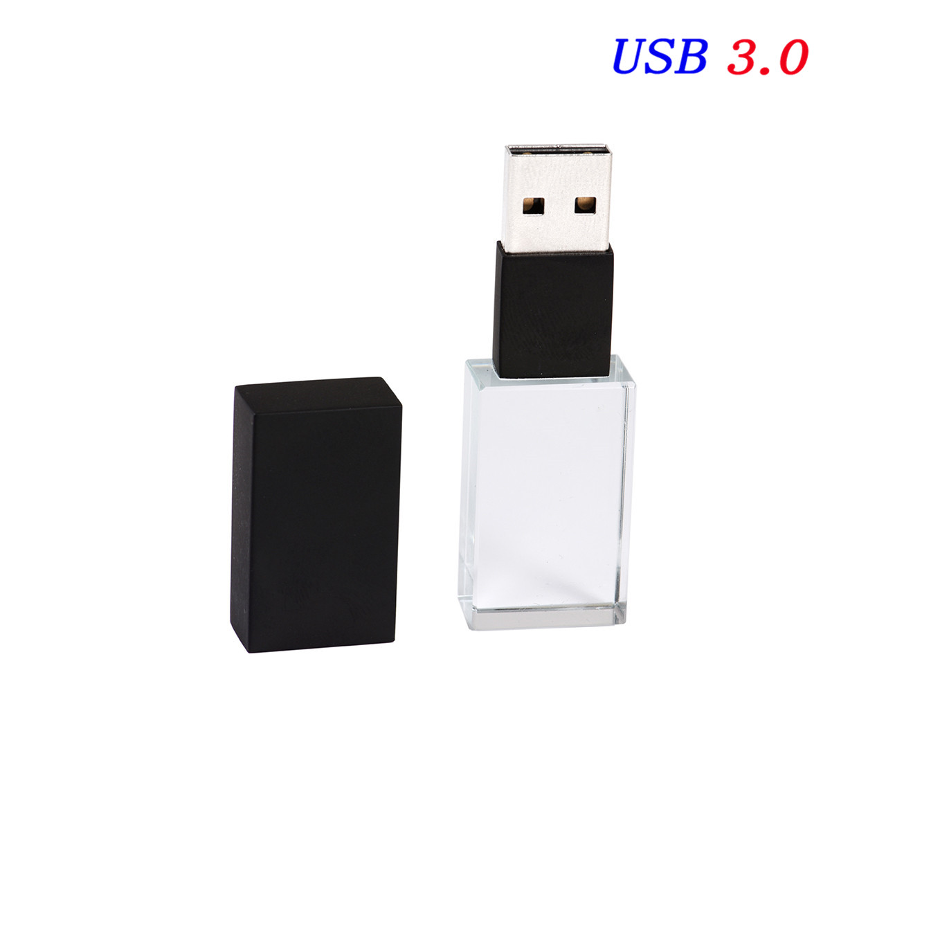 JASTER Crystal USB Flash Pen Drive Custom Logo Cle USB 3.0 4GB 16GB 32GB 64GB Wedding Pendrive (Over 10pcs Free Logo): black / 64MB