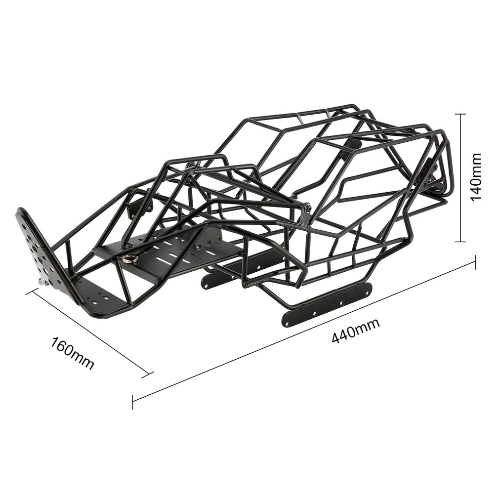 Truck Full Metal Roll Cage Frame Body Black Chassis whith ESC Mount Plate for 1:10 Axial Wraith 90018 Repack Accessories