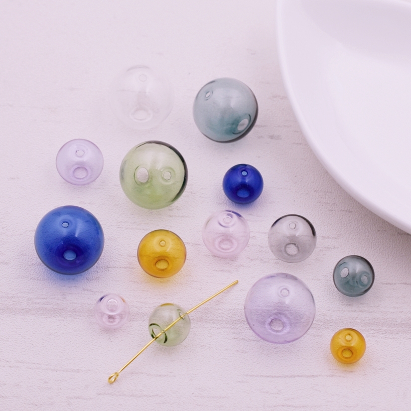 10 piezas de doble agujero, 10-20mm, bola de cristal de Color, cuentas de globo, botella de vidrio hueca, Vial, accesorios para hacer joyas