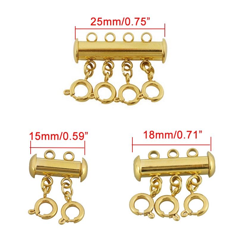 3set/lot Spring Buckle Lobster Clasps Connectors Slide Tube Lock Spacer Clasp Multi Strands Magnetic Tube Lock Layered