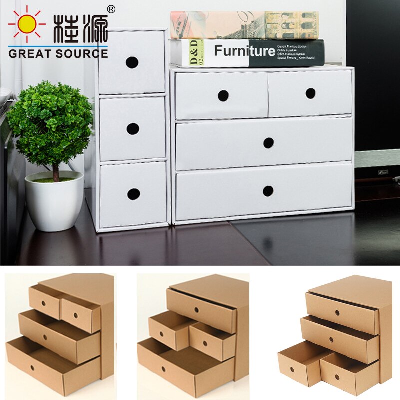 4 tiroirs de stockage Composable armoire bureau ondulé pliable maison stockage papier Kraft respectueux de l'environnement (2 pièces)