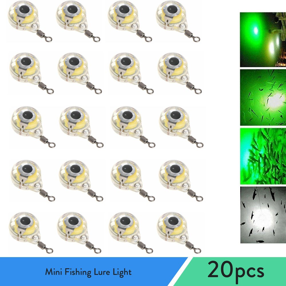 Señuelo de pesca con luz LED, forma de ojo, calamar, luminoso, para atraer peces, IP68, 20x