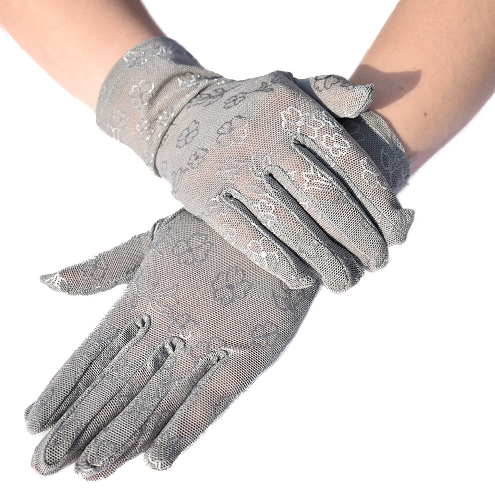 Negro gris Rosa Beige señoras guantes de encaje elegantes guantes cortos de cortesía guantes de verano para la boda cenas de ST385: Gris