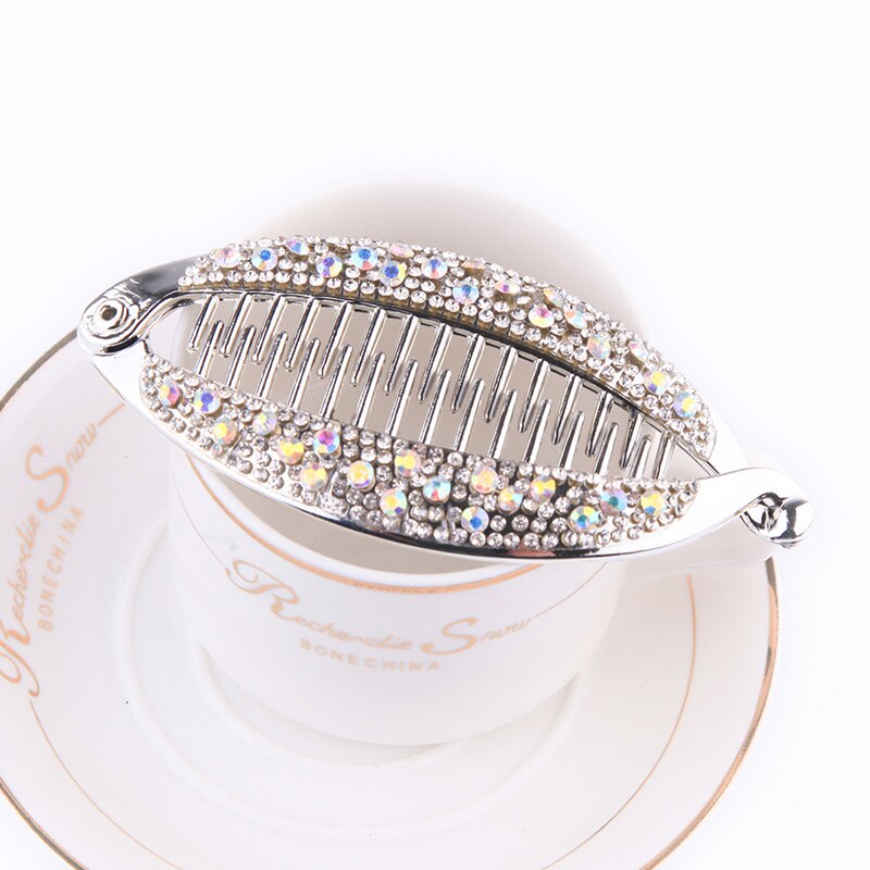 Banane bilden Haar Krallen Strass Fisch Clip Haarnadeln Haarspange Für Frauen Haar Clip Klemme Zubehör: Silber- Farbe