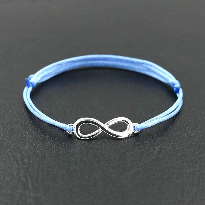 Pulsera con abalorios de circonia cúbica Infinity 8 para hombre y niña, cuerda de hilo de cuerda roja, pulseras para parejas, para niños y mujeres: sky blue