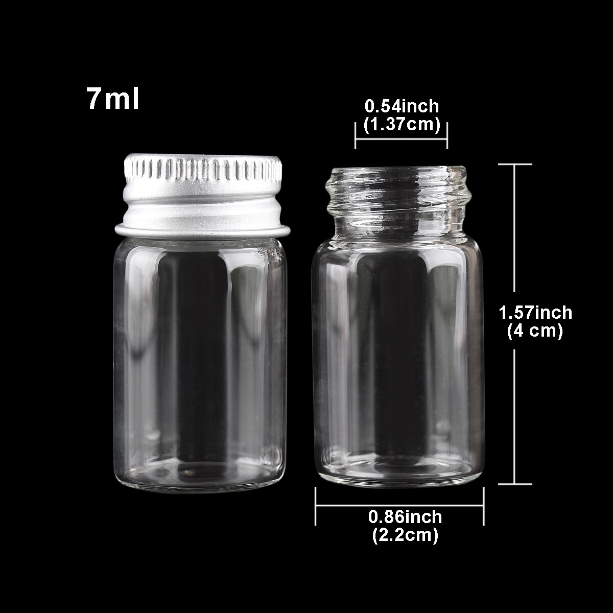 10 piezas de botellas de vidrio de 5ml/6ml/7ml/10ml/14ml/18ml/20ml/25ml/30ml con tapas de aluminio, Mini tarros de vidrio pequeños, 9 tamaños, selección en U: Rojo