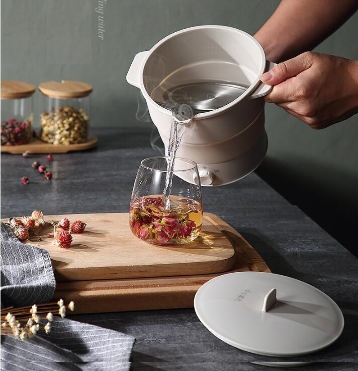 Olla eléctrica plegable de 220V y 1L, Mini olla portátil de grado alimenticio, máquina de Cocina eléctrica para viaje