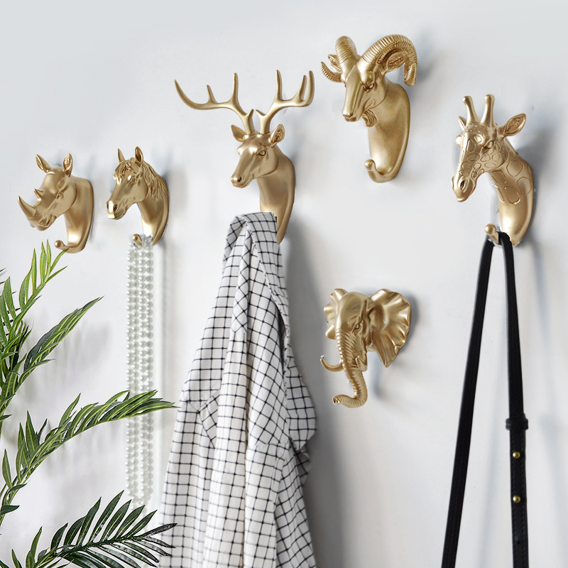 Ganchos montados en la pared, perchero con cabeza de Animal, perchero para colgar en la pared, caballo, jirafa, alce, elefante, decoración decorativa, accesorios de baño